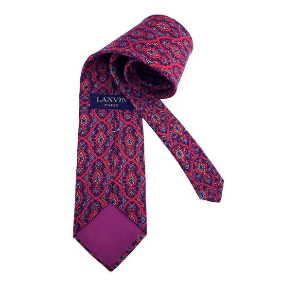 Lanvin Paris Tie 3 Inch Wide Deep Red Burgundy Silk NWOT Narrow - Picture 3 of 13